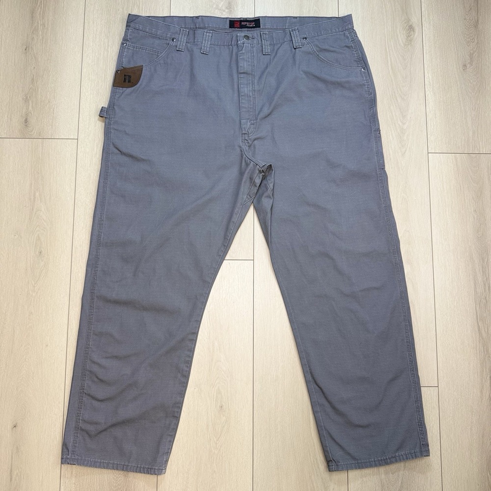 Riggs Workwear Mens 50x32 Gray Ripstop Carpenter Utility Pants Relaxed Cotton